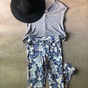 Colour by Cotton On blue & white floral jeans